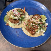 Konjac shrimp tacos, try them! at Om Sabor in San Francisco
