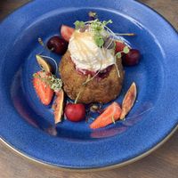 Delightful lavender bunt cake.  at Om Sabor in San Francisco