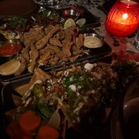 Oyster Mushroom Calamari and Nachos at Om Sabor in San Francisco
