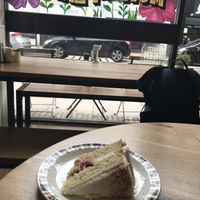 Delicious raspberry and lemon cake   at Kangus Coffee in Kirkcaldy