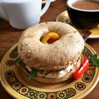 Hummus and roast veg gluten free vegan yummy...washed down with tea at Kangus Coffee in Kirkcaldy