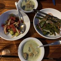 Taro stew, watermelon poke, beans   at Old Lahaina Luau in Lahaina