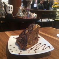 Warm Vegan cake: the best way to start your day at 7 Campanarios Cafe del Ecuador in Quito