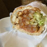 Vegan chicken Fat Cat Sandwich is so filling. Yummy. So nice that Stewart’s has so many plant-based options    at Stewart's Root Beer in East Brunswick