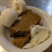 Golden syrup cake and ice cream at Brockhill Cafe Restaurant in Hythe