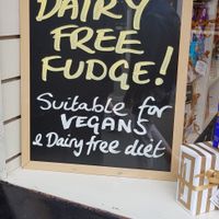Vegan fudge board at Roly's Fudge Pantry in Looe