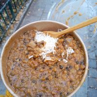 Three bean curry with basmati rice at Suppenwirtschaft in Vienna