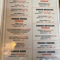 Wine Menu at Villa 6 in Sintra