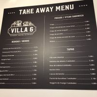 Menu in Portuguese at Villa 6 in Sintra