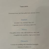 Menu in use on 20/2/24 - price includes intro, tea/coffee  at George and Dragon in Penrith