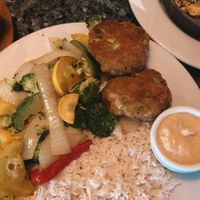 the vegan crab cakes, bay cakes at Ethos Vegan Kitchen in Winter Park