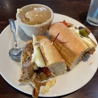 Philly Cheesesteak Sandwich w/ Mashed Potatoes and Gravy  at Ethos Vegan Kitchen in Winter Park
