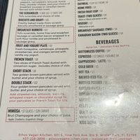 Brunch menu  at Ethos Vegan Kitchen in Winter Park