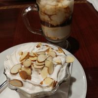 Left: chocolate ammaretto tofu mousse. Right: ice cream affogato at Ethos Vegan Kitchen in Winter Park