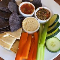 Apps with tapenade, hummus & salsa   at Ethos Vegan Kitchen in Winter Park