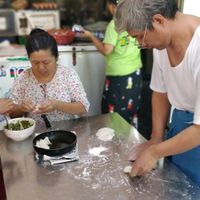 preparing the dumplings at Mogok Daw Shan Noodle in Mandalay