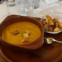 Pumpkin soup with croutons at Bistrot Muralto in Como