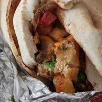 Yum yum wrap and falafel ball at Gypsy Queen in Asheville