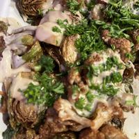 Fried Cauliflower and Brussels Sprouts with Toum  at Gypsy Queen in Asheville