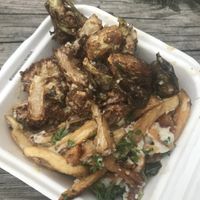 Lebanese fries and fried cauli & brussels  at Gypsy Queen in Asheville