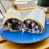 Spicy falafel wrap! Delicious. at FLFL in Groningen