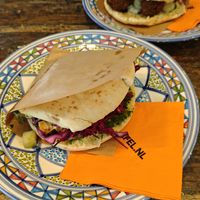 Falafel sandwich (in the back) and cauliflower sandwich (in the front) at FLFL in Groningen