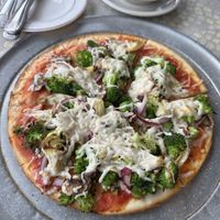 Veggie pizza with vegan cheese and gluten free crust   at Cafe Metro in Denville