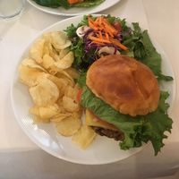 Vegan Cranberry Sweet Potato Burger (special)  at Cafe Metro in Denville