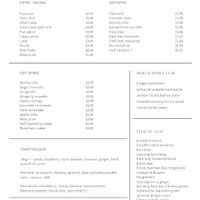 Drinks menu at 269 Vegan in Perth