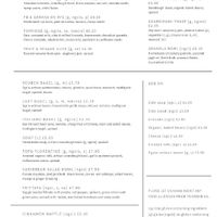 Food menu at 269 Vegan in Perth