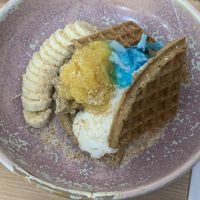 Virgin piña colada waffles at 269 Vegan in Perth