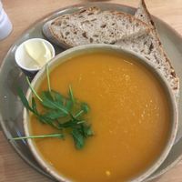 Carrot and orange soup  at 269 Vegan in Perth