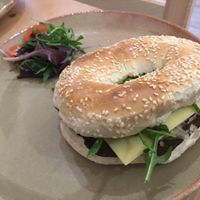 Sgaia pastrami bagel  at 269 Vegan in Perth
