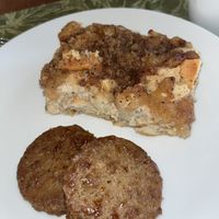 Apple French toast & veg breakfast sausage  at Sundogs Bed and Breakfast in Shepherdstown