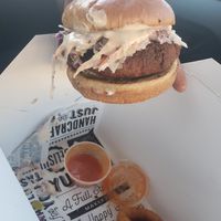 Mother clucker on a chicken pattie at Bumbling Bee in Virginia Beach