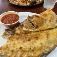 Calzone full of veggies, Follow Your Heart cheese and vegan ricotta   at Bodacious Bakehouse in Virginia Beach
