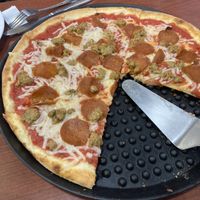 Vegan sausage and pepperoni 14 in   at Bodacious Bakehouse in Virginia Beach