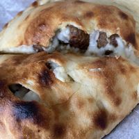 Vegan meatless ball calzone at Bodacious Bakehouse in Virginia Beach