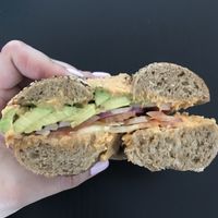 Hummus special on whole wheat everything  at Bagel Nosh in New Brunswick