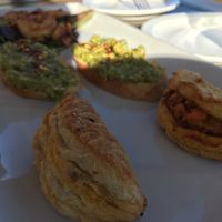 Chickpea empanadas and pea bruschetta  at Northern Lights Winery in Prince George