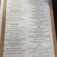 Menu with vegan options clearly marked  at Northern Lights Winery in Prince George