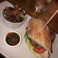 I think it was a sweet potato and quinoa burger, everything was delicious!   at The Snow Goose in Inverness