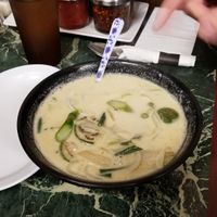 Vegan traditional red Thai curry with eggplant, bamboo shoots, coconut milk and mild red curry. at KB's Thai Hut in Sacramento