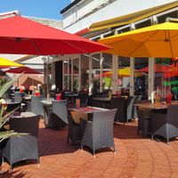 Outdoor seating at Tres Amigos in Duebendorf