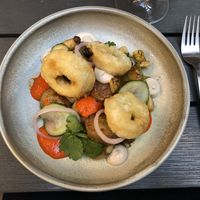 Puffed baby potatoes with eryngii  at Lento in Hasselt