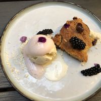 Blackberry cobbler with vanilla ice cream  at Lento in Hasselt