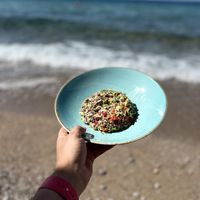Zucchini salad (after mix)  at Copa Cabana in Patmos
