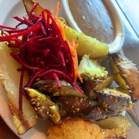 Amazing miso fries with the best gravy ever at The Naam in Vancouver