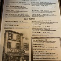 Menu  at Economy Shoe Shop in Halifax