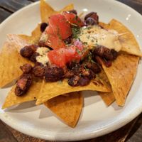 Bean nachos with soy cheese. at Otis in Hiroshima